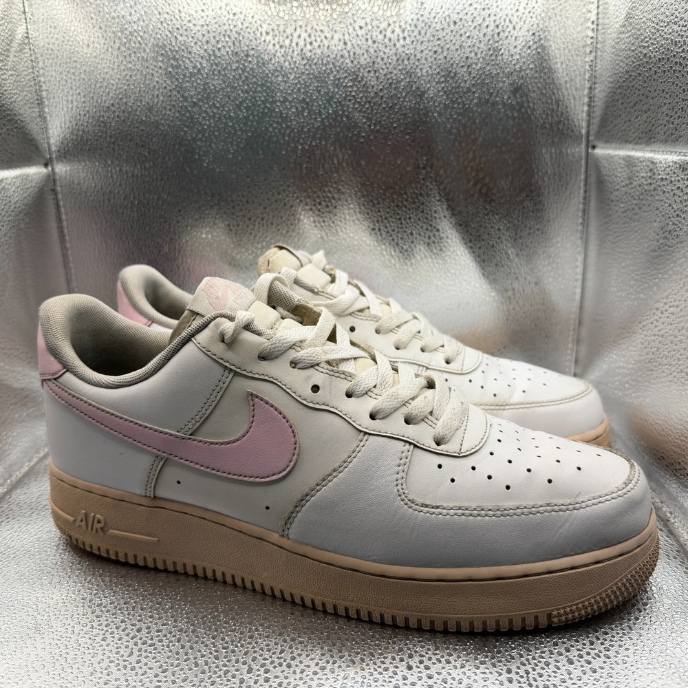 Size 11.5 Nike Air Force 1 '07 Low White Pink Sole Mens Sneakers CK7663-100